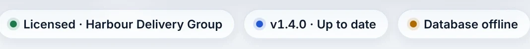 Footer status reading Database offline